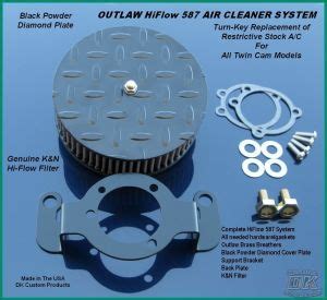 Twin Cam Model Air Cleaner Systems Outlaw Hiflow Air Cleaners