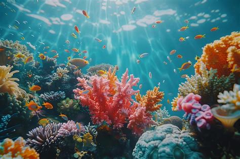 Premium Photo Vibrant Coral Reef Teeming With Colorful Fish Under