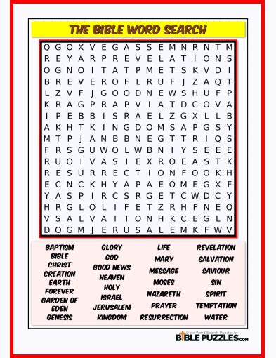 The Bible Bible Word Search Puzzle