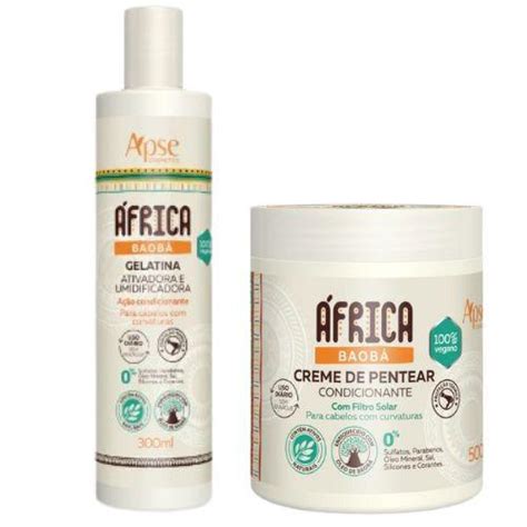 Kit Apse Creme de Pentear África Baobá 500g Gelatina África Baobá