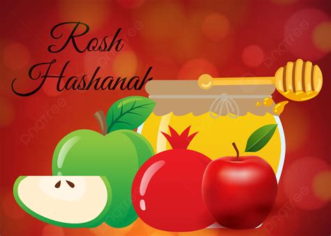 Realistic Rosh Hashanah Concept Free Vector Design Background Food Celebration Holiday