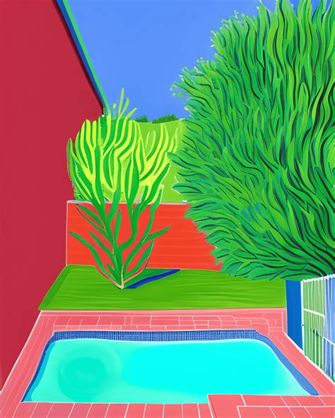 David Hockney Style Summer Mood Tone Painting Backyard Creative Fabrica