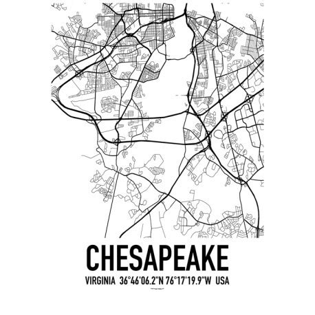 Chesapeake VA Map Poster. Find your posters at Wallstars Online. Shop today!