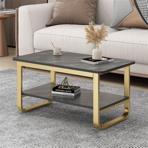 Welltrade Shoppee Modern Square End Tables Marble Finish Set Of Coffee