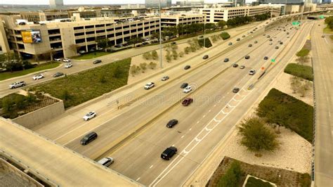 Aerial View Of The Cars Driving On The City Roads In Dallas Texas The