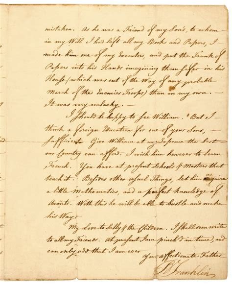 BENJAMIN FRANKLIN Autograph Letter Signed : Lot 12