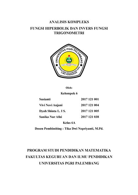 Fungsi Hiperbolik Dan Invers Fungsi Trigonometri Analisis Kompleks Fungsi Hiperbolik Dan