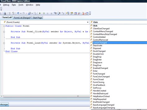 Writing The Code In Visual Basic 2008