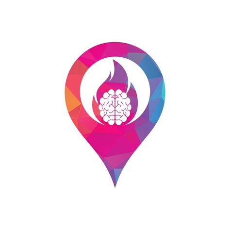 Fire Brain Map Pin Shape Concept Vector Logo Design Template 13217070