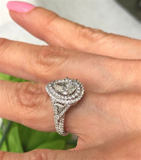 2 Carat Pear Shaped Engagement Ring Trillion Cut Side Etsy