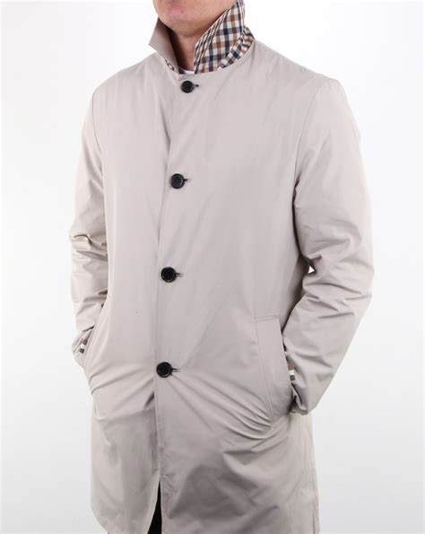 Aquascutum Cove Reversible Raincoat Beige Mens Coat Check Mac