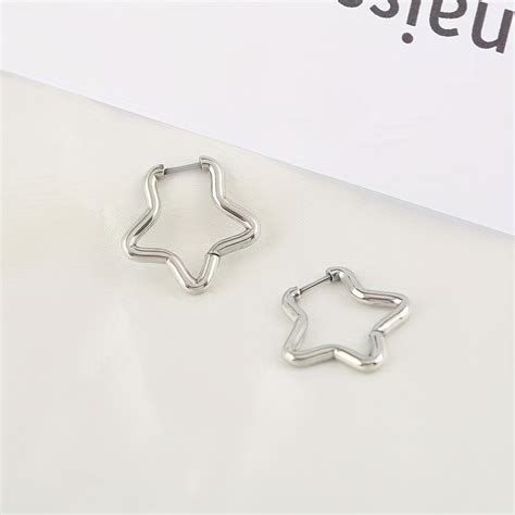 Fashion Simple Stainless Steel Pentagram Ear Buckles Temu United Kingdom