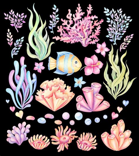 Under The Sea Clipart Coral Reef Png Underwater Watercolor Clipart