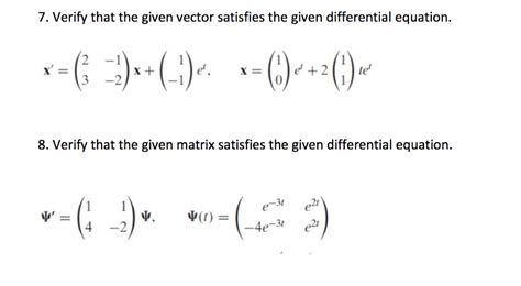 Solved 7 Verify That The Given Vector Satisfies The Given