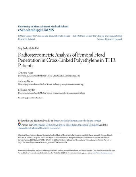 Pdf Radiostereometric Analysis Of Femoral Head Penetration In Cross