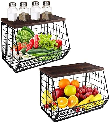 BELLE VOUS Panier Metal Noir Pour Fruits Lot De 2 Corbeille Fruit