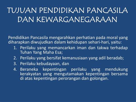 Tujuan Mempelajari Pendidikan Pancasila Dan Kewarganegaraan