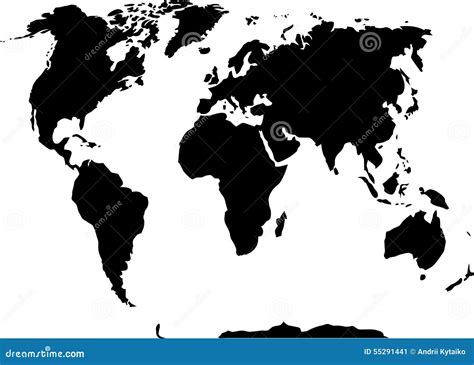 Black And White Map Of The World