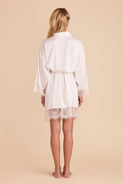 Claudette White Lace Trim Robe Birdy Grey