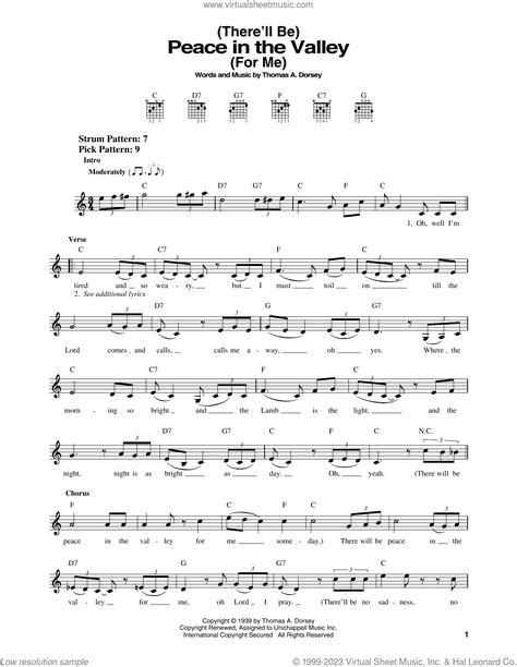 Elvis Presley There Will Be Peace In The Valley For Me Sheet Music For Guitar Solo Chords