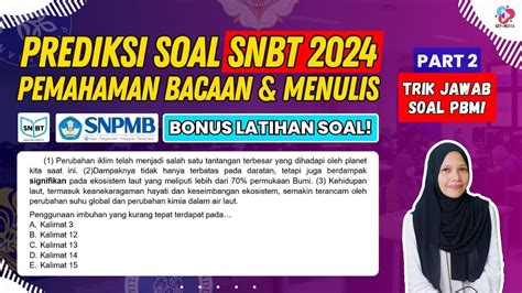 Prediksi Soal Tps Utbk Snbt Pemahaman Bacaan Dan Menulis Part