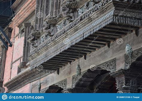 Ancient Wood Architecture And Antique Art Wooden Carved Nepalese Angel