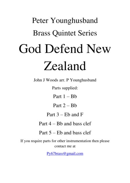 God Defend New Zealand Nz National Anthem Arr Py Brass Gmail