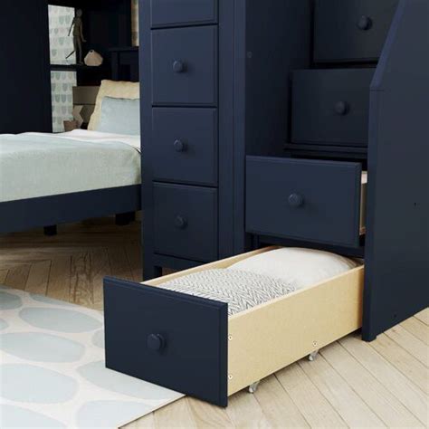 Chester Blue Loft Bunk Bed Stairs Storage