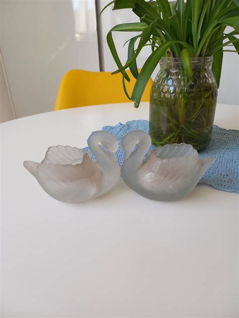 Vintage Glass Swans Candles Holders Antique Swans Holder Etsy