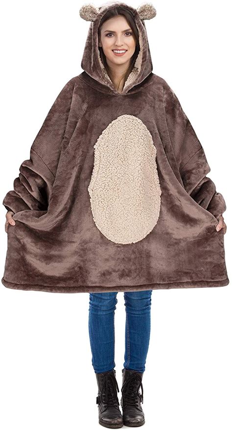 Bear Oversized Hoodie Blanket Sweatshirtsuper Soft Warm Comfortable S