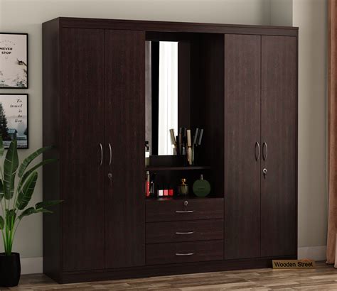 Buy Celestin Four Door Wardrobe With Dressing Table Flowery Wenge