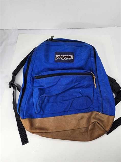 Vintage Jansport Leather Bottom School Travel Backpac Gem