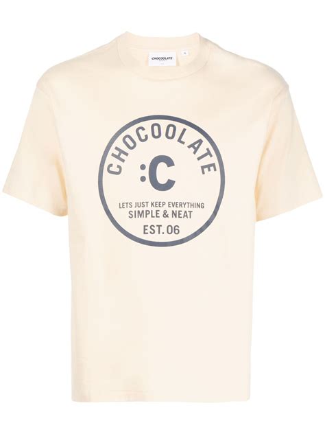 Chocoolate Logo Print Cotton T Shirt Yellow Farfetch