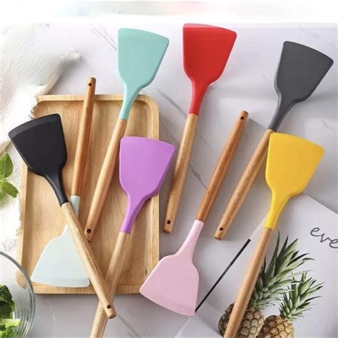 Jual Spatula Silikon Spatula Silicone Gagang Kayu Spatula Gagang