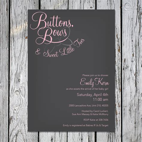 Buttons And Bows Baby Shower Invites Etsy