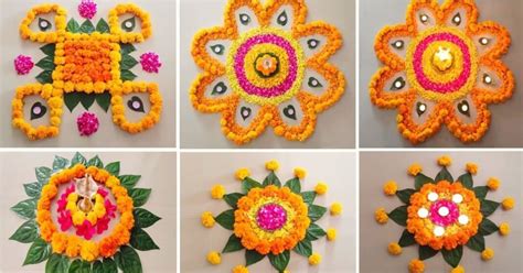 31 Flower Rangoli Designs For Diwali And Other Occasions