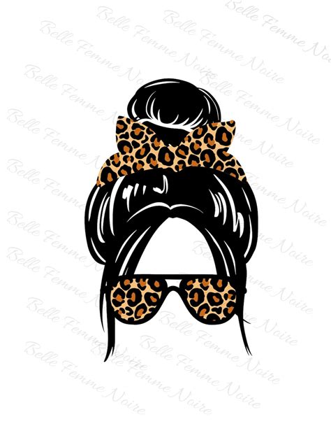 Leopard Messy Bun Svg Messy Bun With Glasses Cheetah Svg Etsy