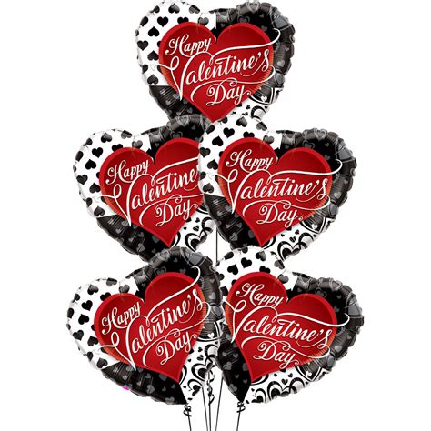 PMU Happy Valentines Day Black Hearts 18 Inch Mylar Foil Balloon Wayfair