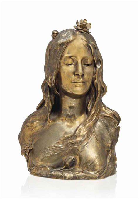 A Leopold Savine 1861 1934 Art Nouveau Gilt Bronze Bust Ophelia Circa 1900 Signed L