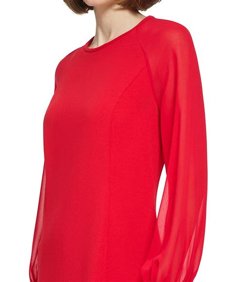 Calvin Klein Illusion Sleeve A Line Dress And Reviews Dresses Women