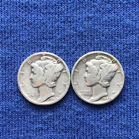 1940 P Mercury Silver Dimes Old US Coins Vintage American - Etsy