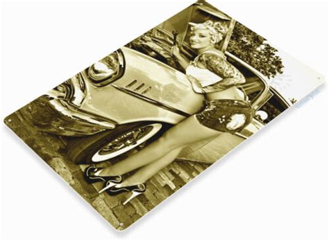 Sexy Pinup Belair Car Girl Hot Rod Garage Shop Man Cave Décor Metal Tin Sign New eBay