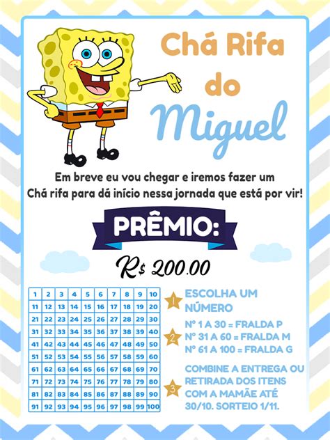 Invitación de té para rifa de Bob Esponja Un increíble editor en