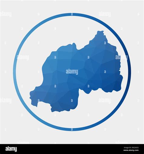 Rwanda Icon Polygonal Map Of The Country In Gradient Ring Round Low