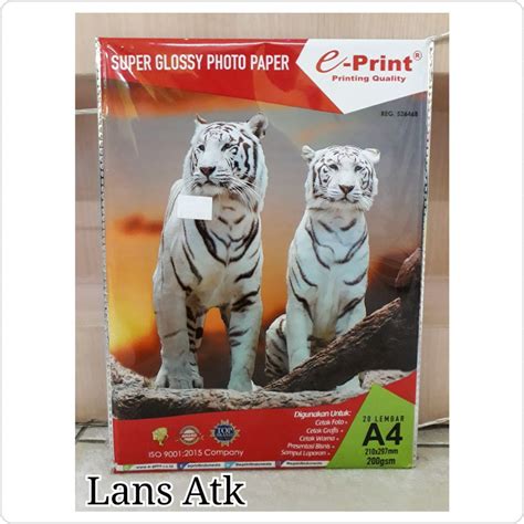 Jual Kertas Foto Photo Paper Glossy E Print A4 200gsm 20 Lembar