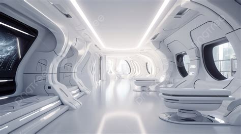 Futuristic Interior Design In 3d Render Background Spaceship Interior