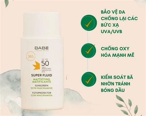 Kem chống nắng Babe Super Fluid Mattifying SPF kiểm soát dầu Chiaki vn