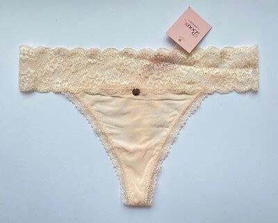 Boux Avenue Light Beige Jersey Lace Thong Lingerie Underwear Pants BNWT