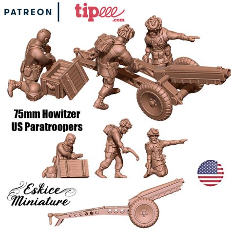 D Printable Mm Howitzer Us Paratroopers Mm By Eskice Miniature