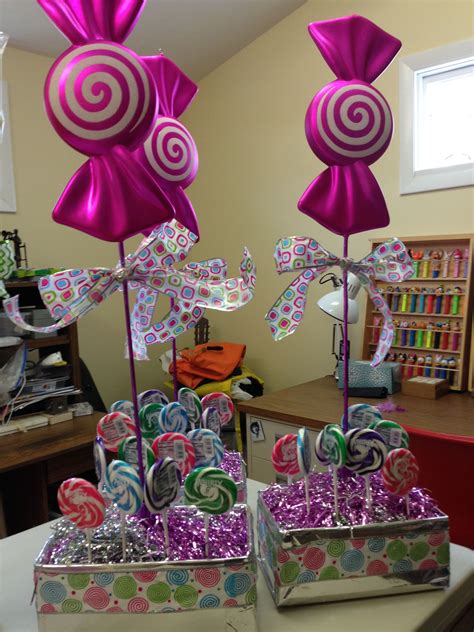 Candy Box Centerpieces With Giant Pink Candy Candyland Birthday